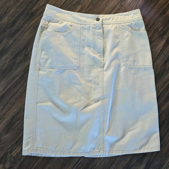 EDDIE BAUER Classic Beige Cotton Twill/Denim Skirt NWOT/SIZE 12 - Picture 1 of 4